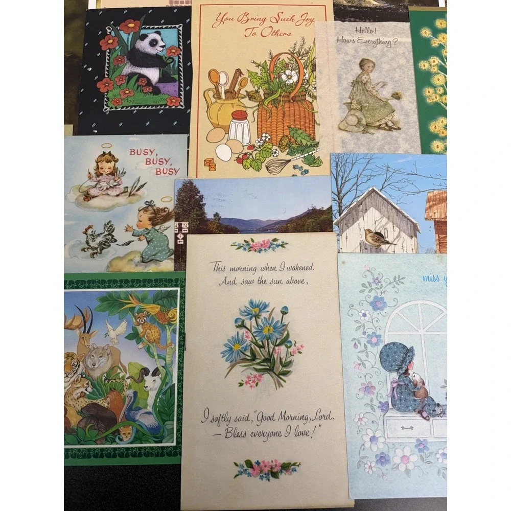 Vintage Thinking of You Cards Fronts ONLY Scrapbooking Crafts Lot of 50+